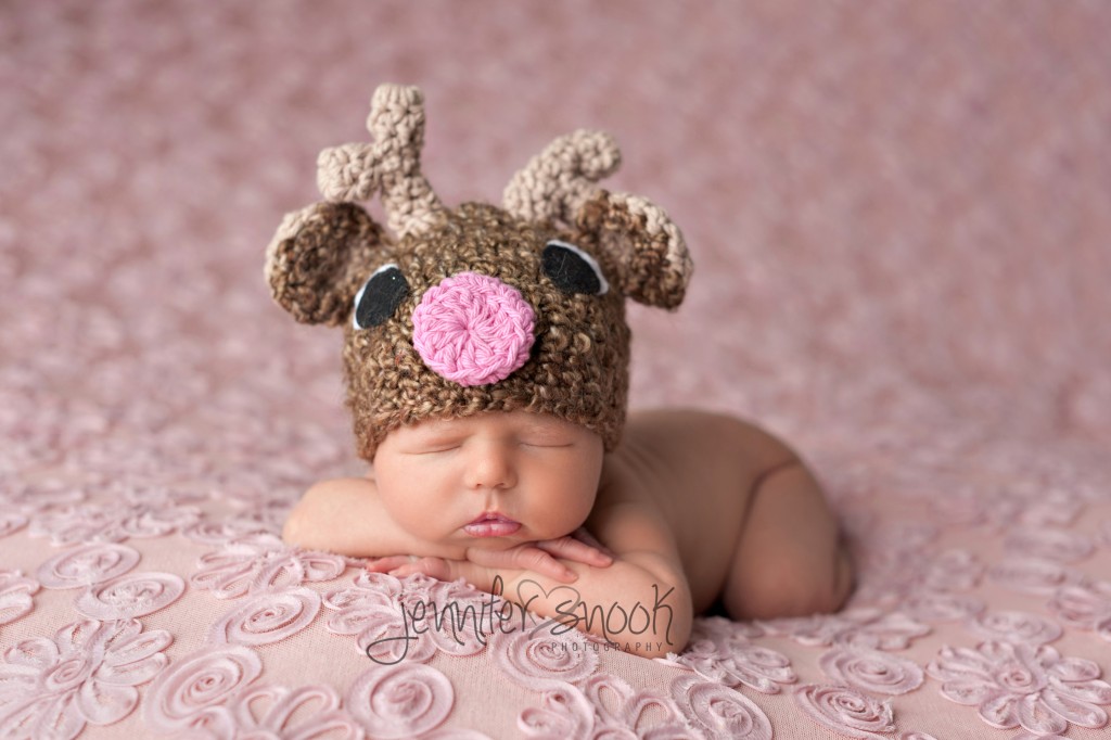 Newborn in reindeer hat